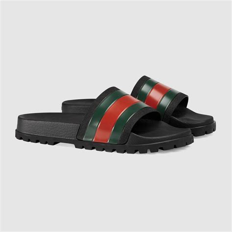 webbed gucci slides|Gucci web slide black rubber.